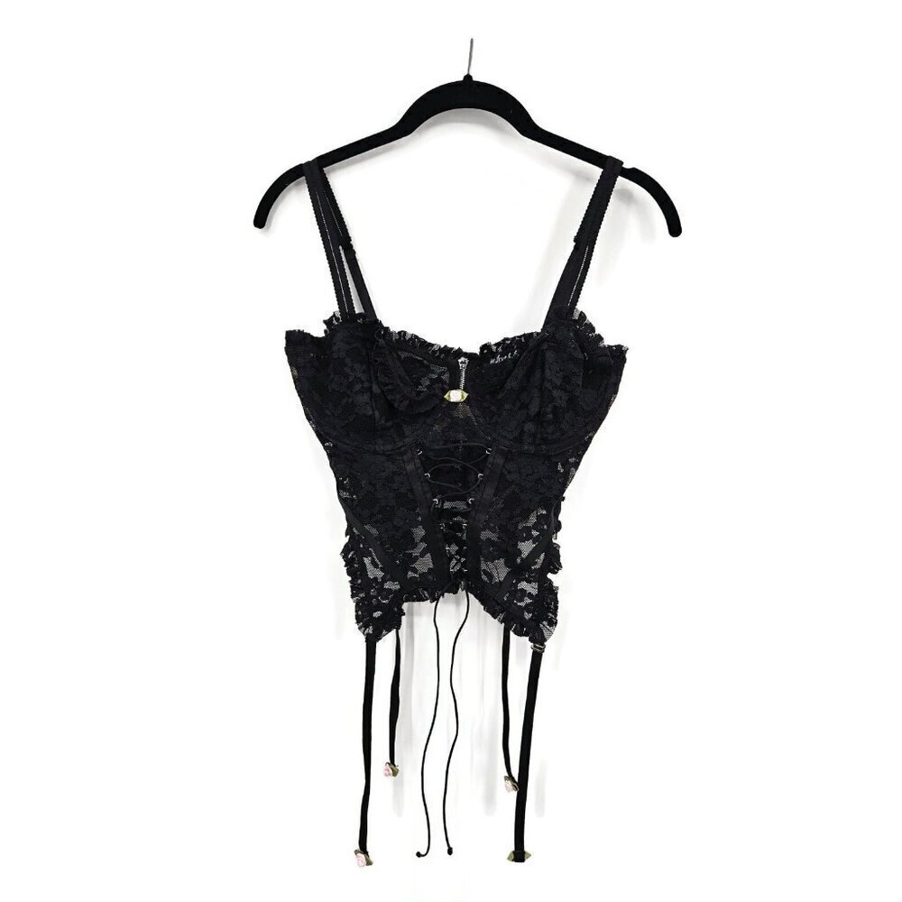 NWOT For Love and Lemons Black Lace Corset Top Womens S Lace Up